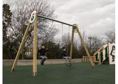 Balançoire Racing double siège en bois traité