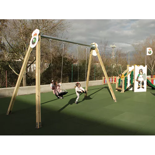 Balançoire Racing double siège en bois traité