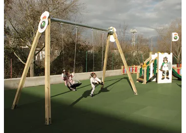 Balançoire Racing double siège en bois traité
