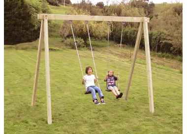 Balançoire rustique double en bois traité