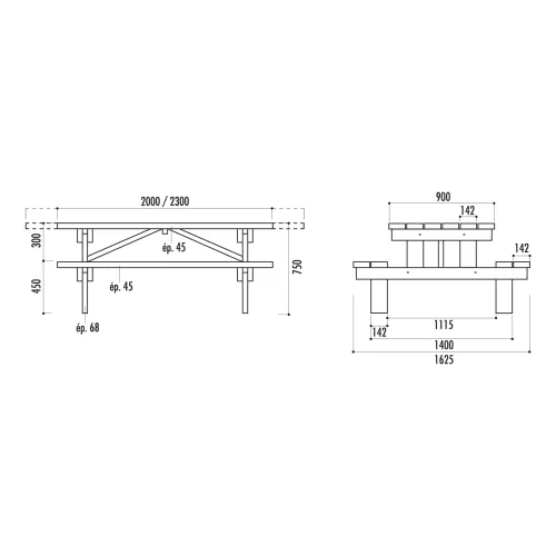 Table pique-nique HANOVRE pour PMR