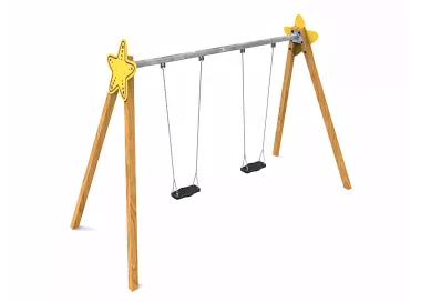 Portique Etoile 2 sièges en bois traité