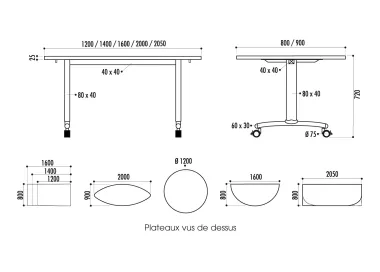 Table BASCULANTE ovale