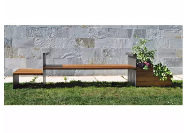 Banc-jardinière Accua en acier noir et bois