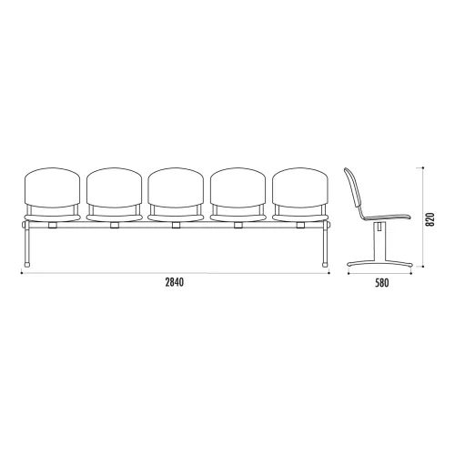 Poutre ISO en tissu 2 à 5 places option tablette