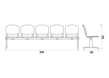 Poutre ISO en tissu 2 à 5 places option tablette
