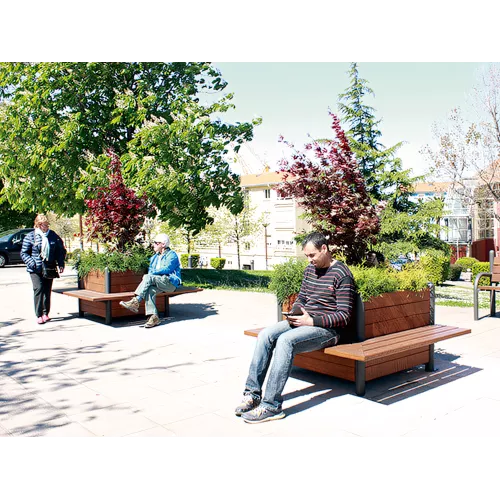 Jardinière-banc d'angle 135 cm en acier