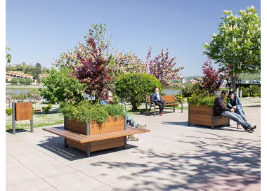 Jardinière-banc d'angle 135 cm en acier