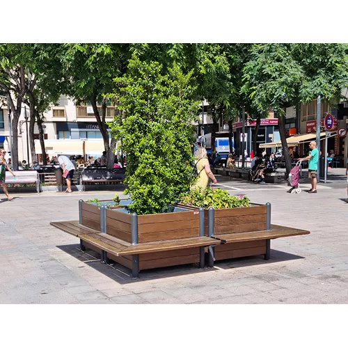 Jardinière-banc d'angle 135 cm en acier