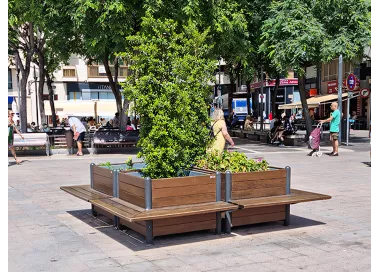 Jardinière-banc d'angle 135 cm en acier