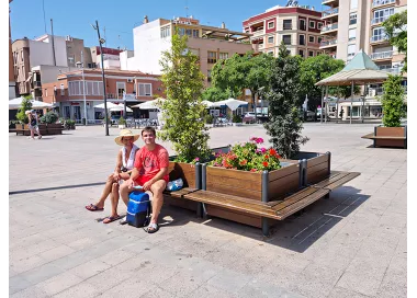 Jardinière-banc d'angle 135 cm en acier