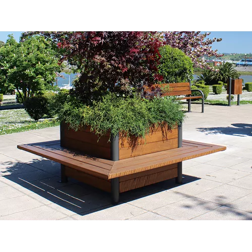 Jardinière-banc carrée 170 cm en acier
