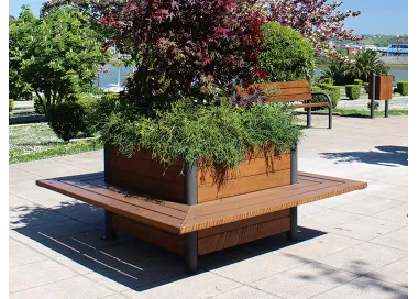 Jardinière-banc carrée 170 cm en acier