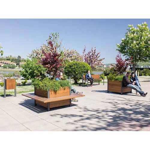 Jardinière-banc carrée 170 cm en acier