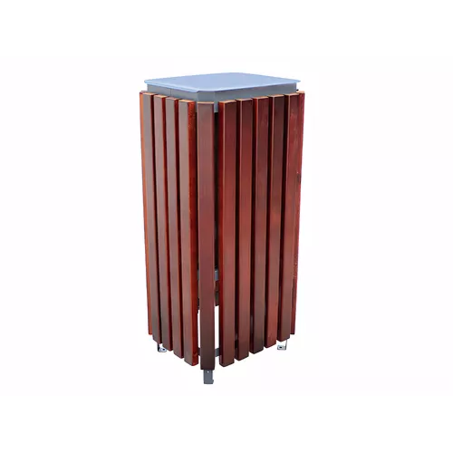 Poubelle rectangulaire bois tropical 44 L couvercle