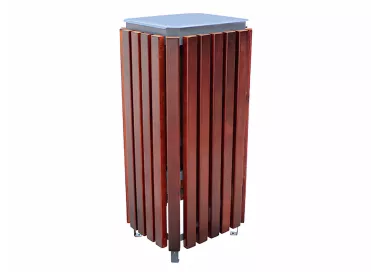Poubelle rectangulaire bois tropical 44 L couvercle