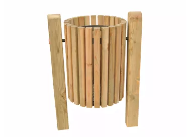 Poubelle ronde rabattable en bois 50 L