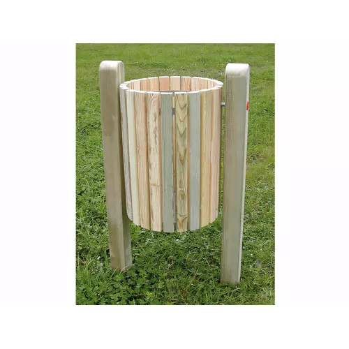Poubelle ronde rabattable en bois 50 L