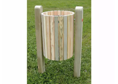 Poubelle ronde rabattable en bois 50 L