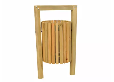 Poubelle ronde rabattable en bois