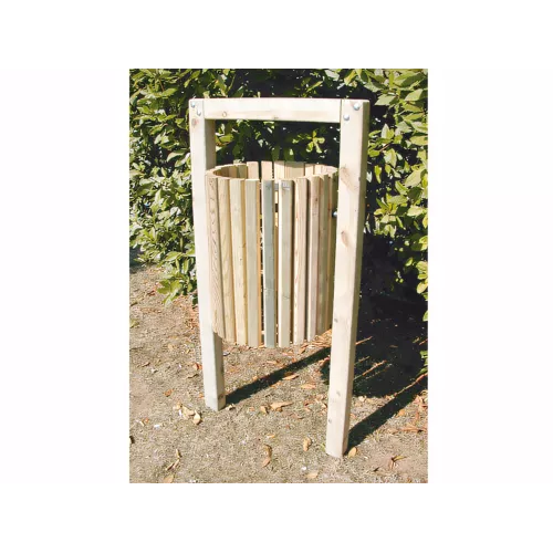 Poubelle ronde rabattable en bois