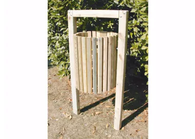 Poubelle ronde rabattable en bois