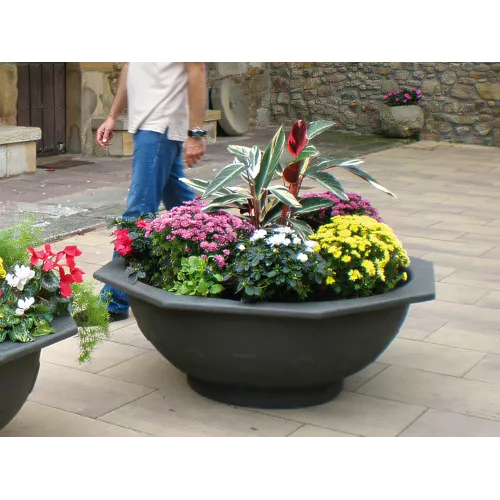Jardinière octogonale en fonte noire 135 cm