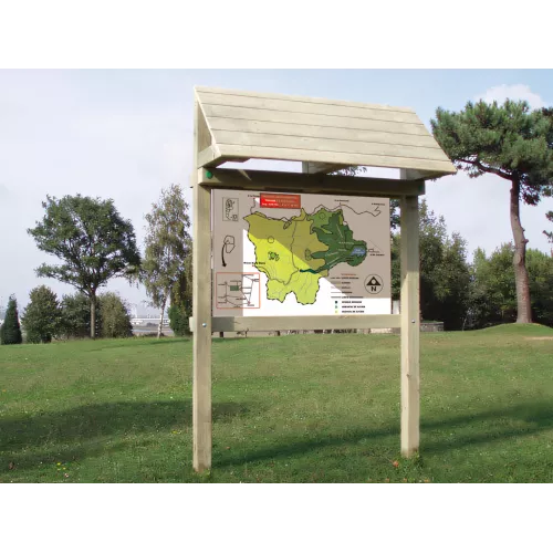 Panneau indicatif bois traité avec marquise