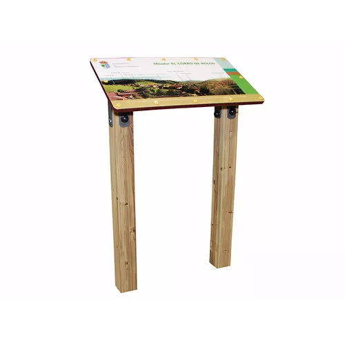 Pupitre informatif en bois lamellé-collé traité