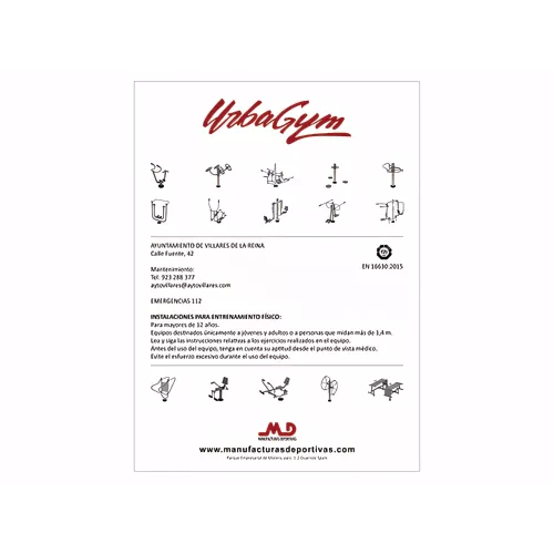 Panneau indicatif Urbagym en acier 77x29cm