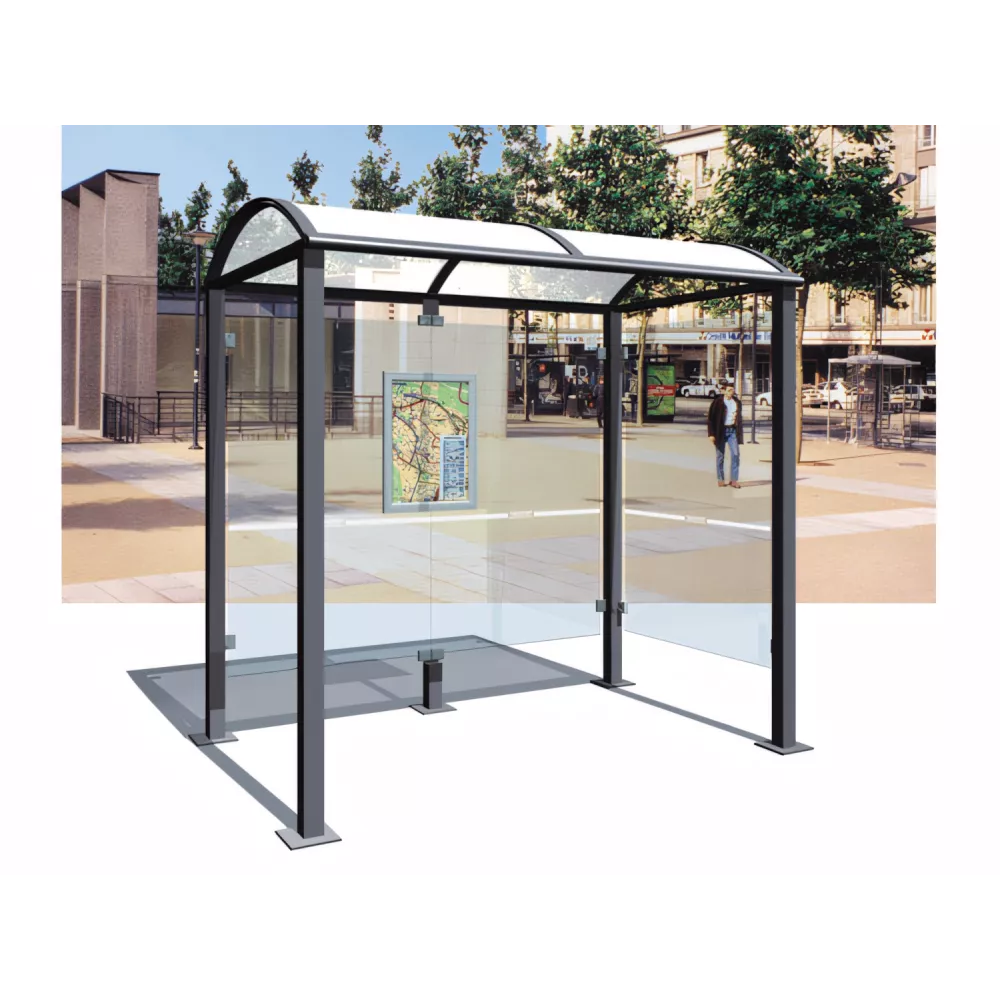 Abris de bus urbain vitré aluminium