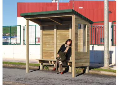 Abris de bus rustique en bois massif