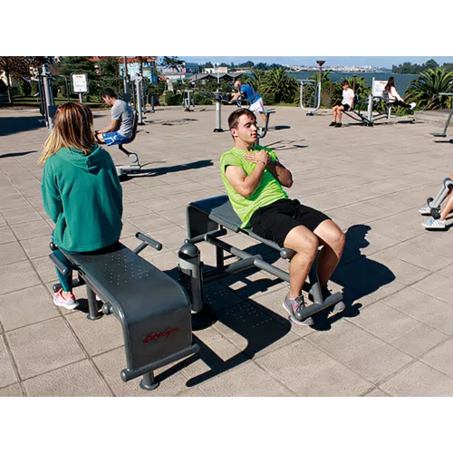 Double banc abdominaux en acier peint