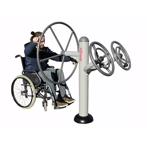 Volant et roues tournantes en acier peint