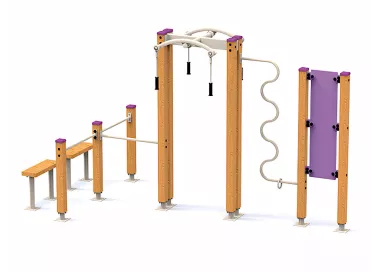 Groupe d'exercices fitness extérieur bois et acier