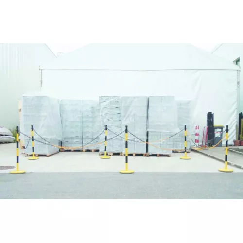 Extension poteau acier noir-jaune avec chaine 2m