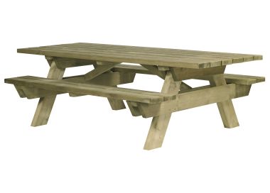 Table pique-nique BERLIN en pin du Nord traité classe IV. Lames épaisseur 45 mm