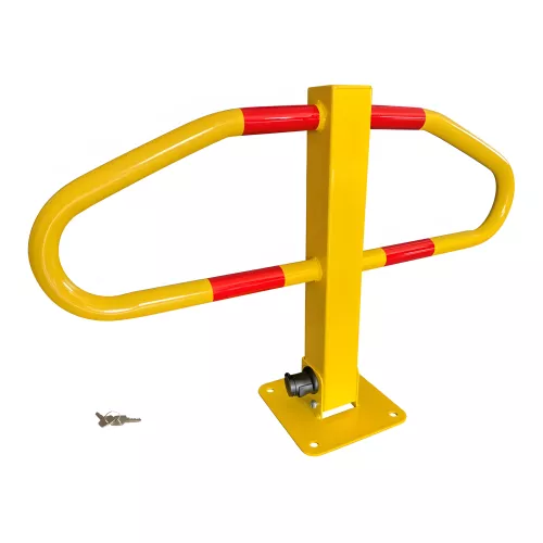 Arceau de parking pied central, tube 30 mm, bandes réfléchissantes