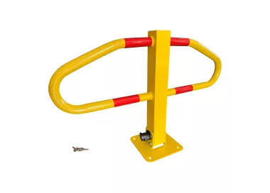 Arceau de parking pied central, tube 30 mm, bandes réfléchissantes