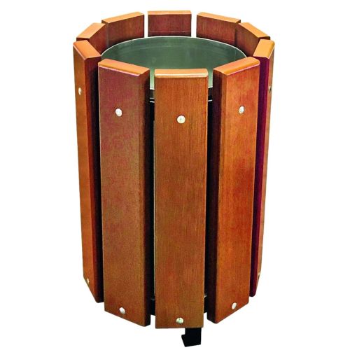 Corbeille 48 ou 63 litres VIGO lames en bois exotique