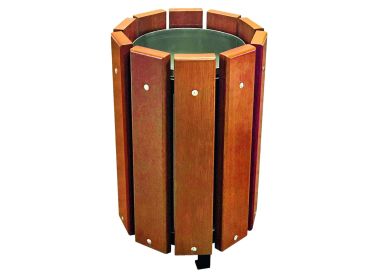 Corbeille 48 ou 63 litres VIGO lames en bois exotique