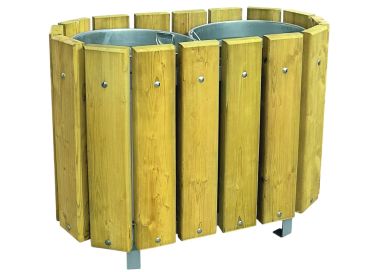 Corbeille TREVES double flux finition pin autoclave - tri sélectif
