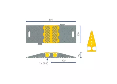 Passe-câbles pliable 2 canaux 80mm 40T