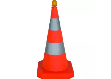 Cône de signalisation pliant lumineux réfléchissant
