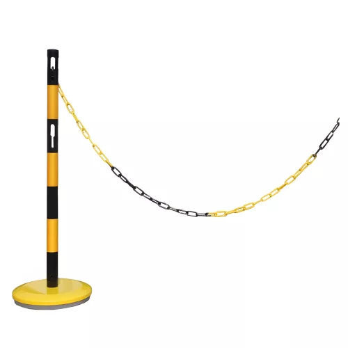 Extension poteau acier noir-jaune avec chaine 2m