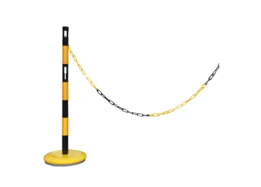 Extension poteau acier noir-jaune avec chaine 2m