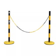 Kit poteaux acier noir-jaune avec chaîne 2m