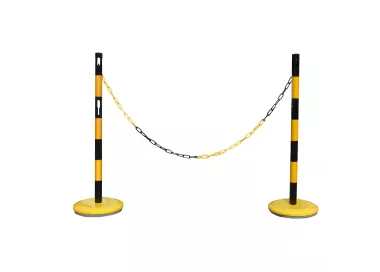 Kit poteaux acier noir-jaune avec chaîne 2m