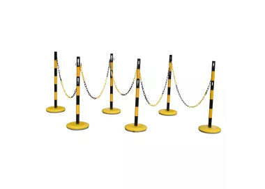 Kit poteaux acier noir-jaune avec chaîne 2m