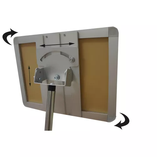 Poteau d'information extensible rotatif avec panneau A4 orientable